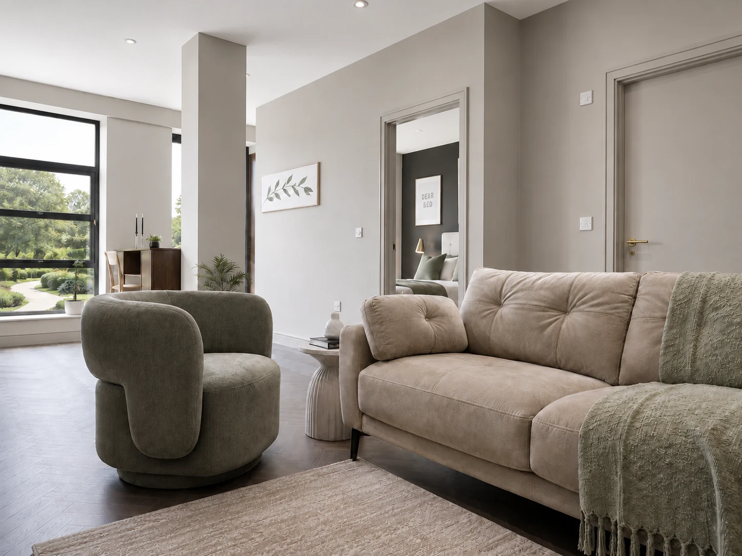 Living space beside the bedroom at Weavers Yard